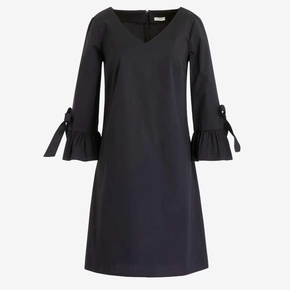 J. Crew Ruffle Tie Black Dress Size 10